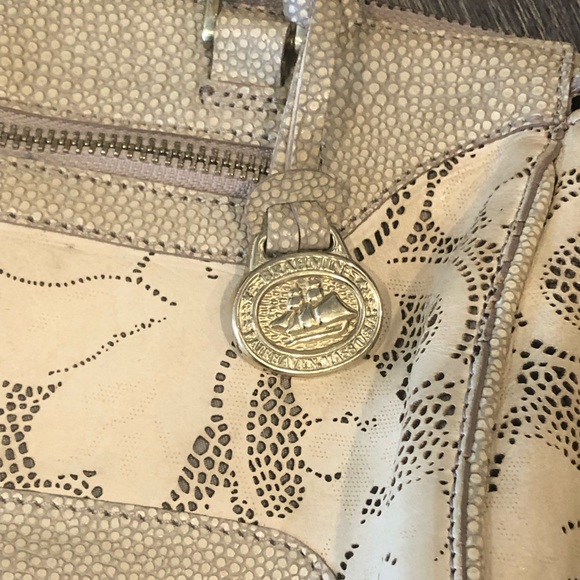 Brahmin unique perforated pattern genuine leather small handbag. - Picture 2 of 4